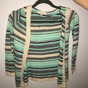 Girls Hooded Striped Poncho Sweater